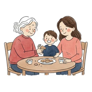 Trois générations autour d'une table