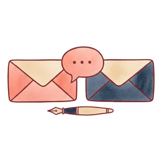 Deux enveloppes et une bulle de dialogue