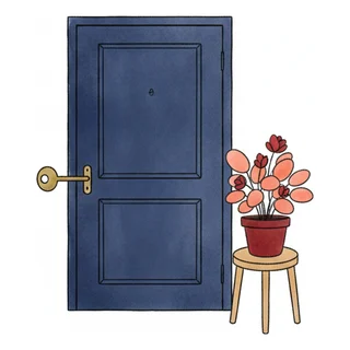 Porte fermée avec une clé