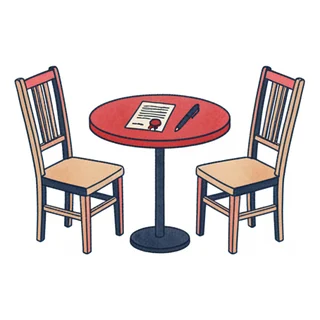Deux chaises face à face autour d'une table