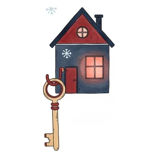 Maison vide en hiver et sa clé